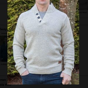 Emerald Isle Galway fishermen sweater 3 button wool blend washable men’s small